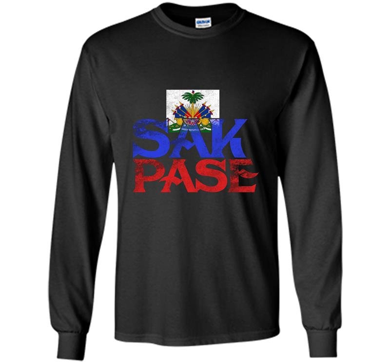 Haitian sak pase pride flag tee i love haiti roots Long Sleeve Gildan