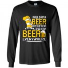 Hat cat sayings i will drink beer everywhere  Long Sleeve Gildan