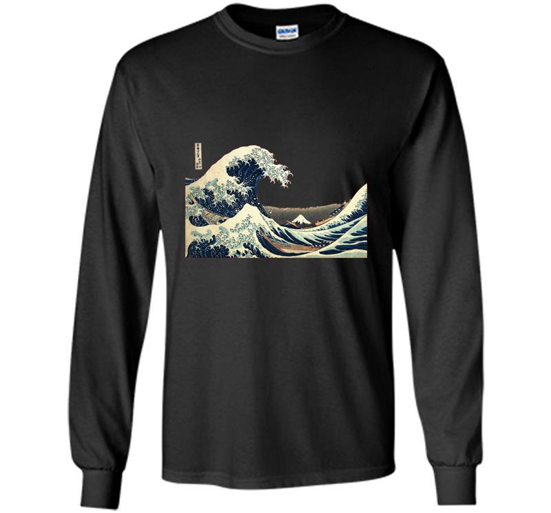 Japanese the great wave off kanagawa vintage art Long Sleeve Gildan