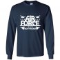 Mens proud air force boyfriend helicopters and planes Long Sleeve Gildan