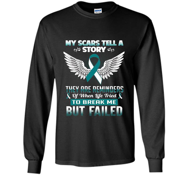 My scars tell story cervical cancer awareness Long Sleeve Gildan