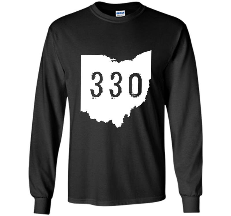 Ohio 330 area code akron oh graphic Long Sleeve Gildan