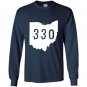 Ohio 330 area code akron oh graphic Long Sleeve Gildan