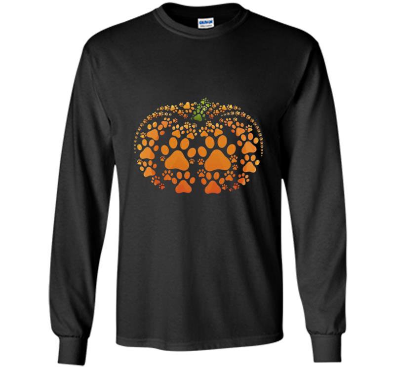 Paw print pumpkin halloween Long Sleeve Gildan
