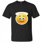 Angel emoji yellow halo smile blue emoticon smiley t-shirt