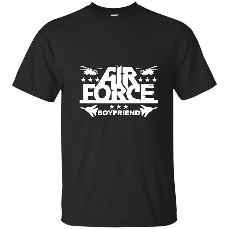 Mens proud air force boyfriend helicopters and planes t-shirt