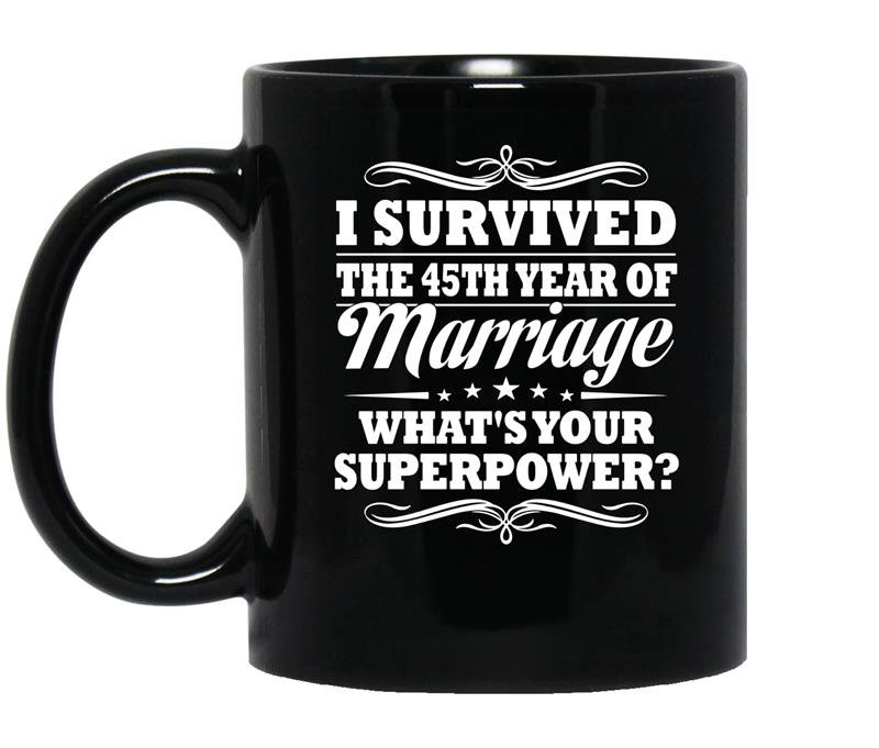 45th wedding anniversary gift ideas for her him i survived coffee Mug_Black