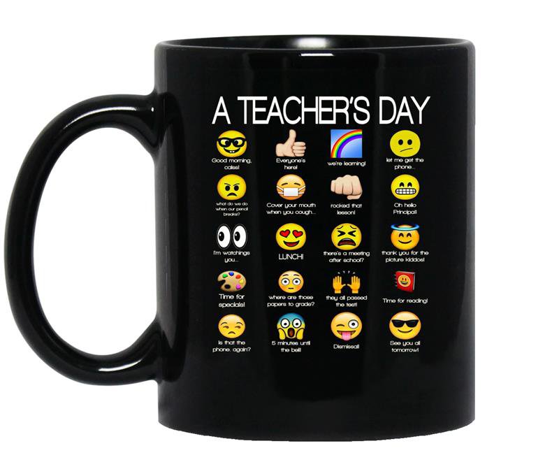 A teachers day funny emoji teacher gift coffee Mug_Black