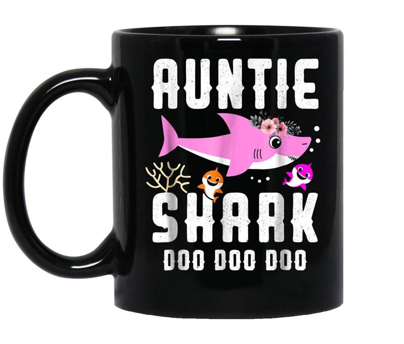 Auntie shark doo doo doo family gift coffee Mug_Black
