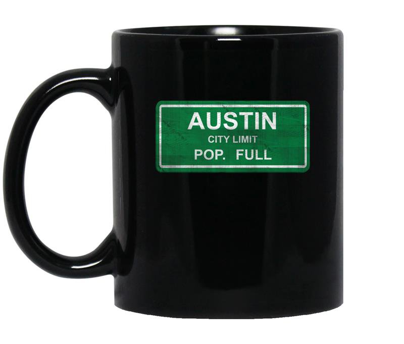 Austin city limits tee population full cas coffee Mug_Black