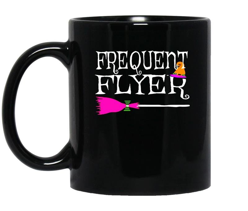 Frequent flyer witch funny cute halloween coffee Mug_Black
