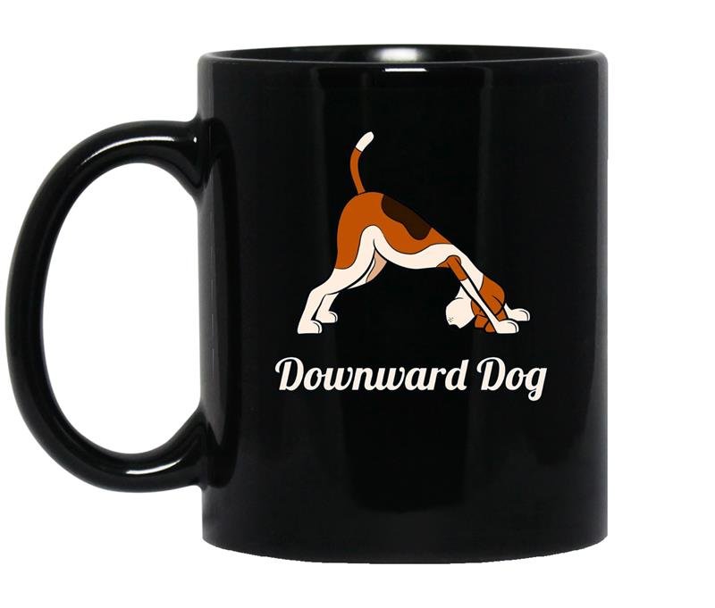 Funny yoga pose meditation animals downward dog coffee Mug_Black