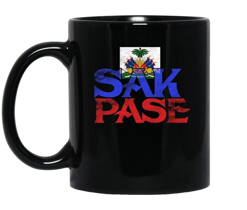 Haitian sak pase pride flag tee i love haiti roots coffee Mug_Black