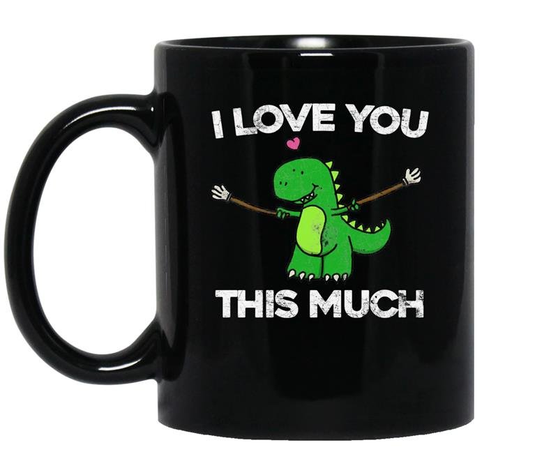 I love you this much cute t-rex dinosaur valentines coffee Mug_Black