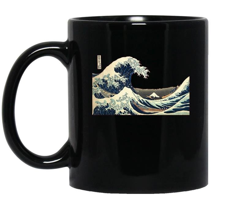Japanese the great wave off kanagawa vintage art coffee Mug_Black