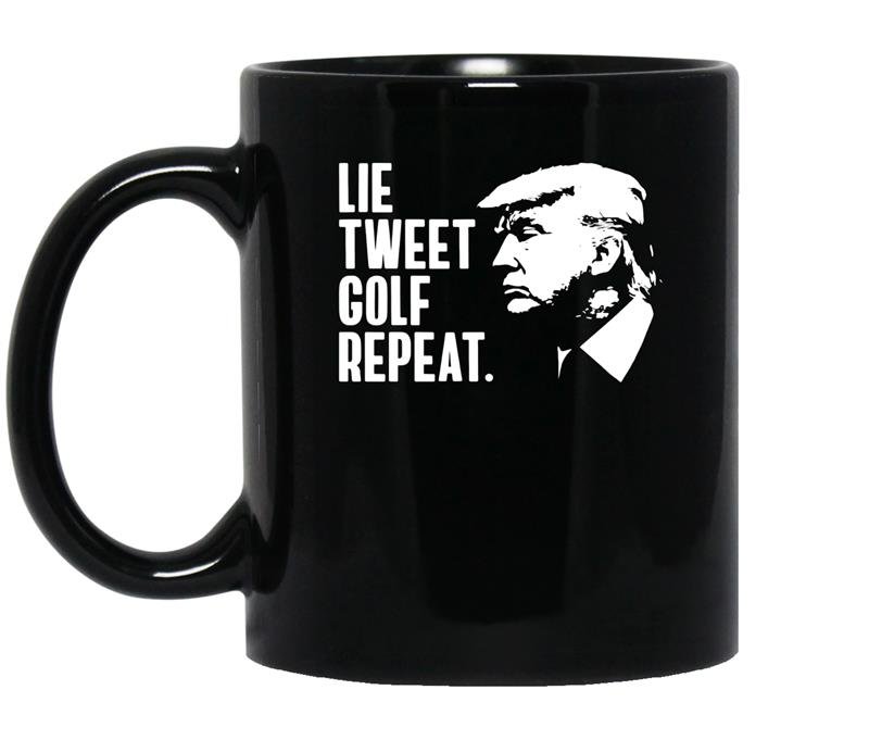 Lie tweet golf repeat donald trump coffee Mug_Black
