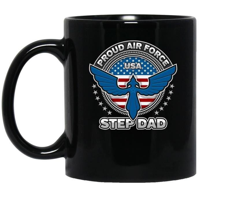Mens proud air force step dad military airman pride coffee Mug_Black