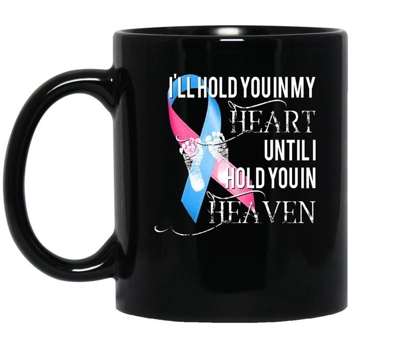 Miscarriage awareness hold in heart heaven pregnancy coffee Mug_Black