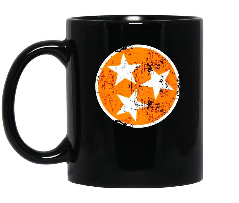 Orange white tennessee flag vintage grunge graphic coffee Mug_Black