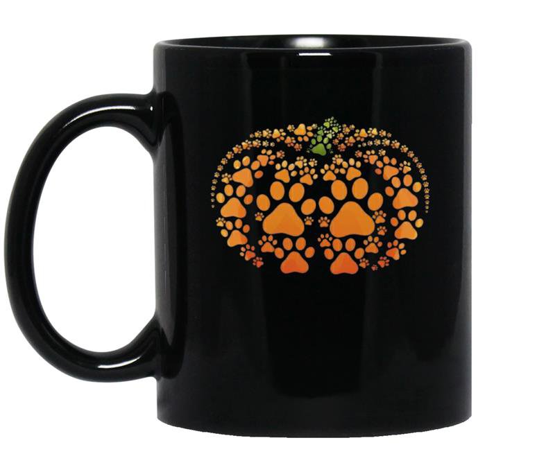 Paw print pumpkin halloween coffee Mug_Black