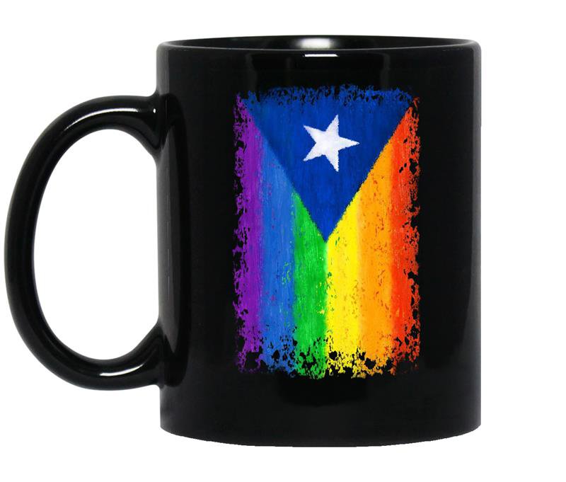 Puerto rican or cuban gay pride flag rainbow destroy coffee Mug_Black