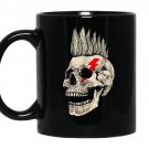 Punk rock punks not dead skull mohawk style coffee Mug_Black