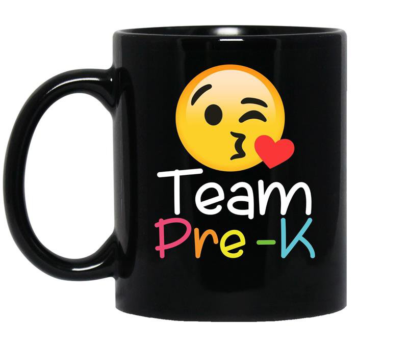 Team pre k teacher emoji hearts love back to school coffee Mug_Black