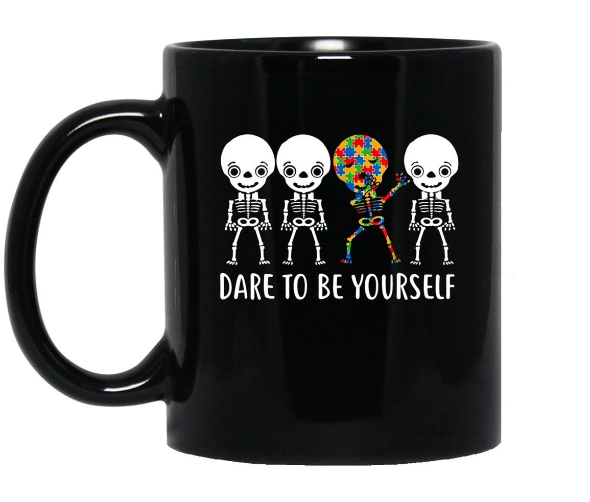 Autism skeleton kid dabbing dare to be yourself dab Mug Black