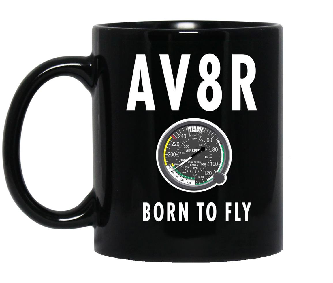 Av8r airplane speedometerborn to fly pilot Mug Black