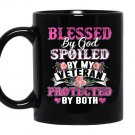 Blessed by god spoiled by my veteran protected by both Mug Black