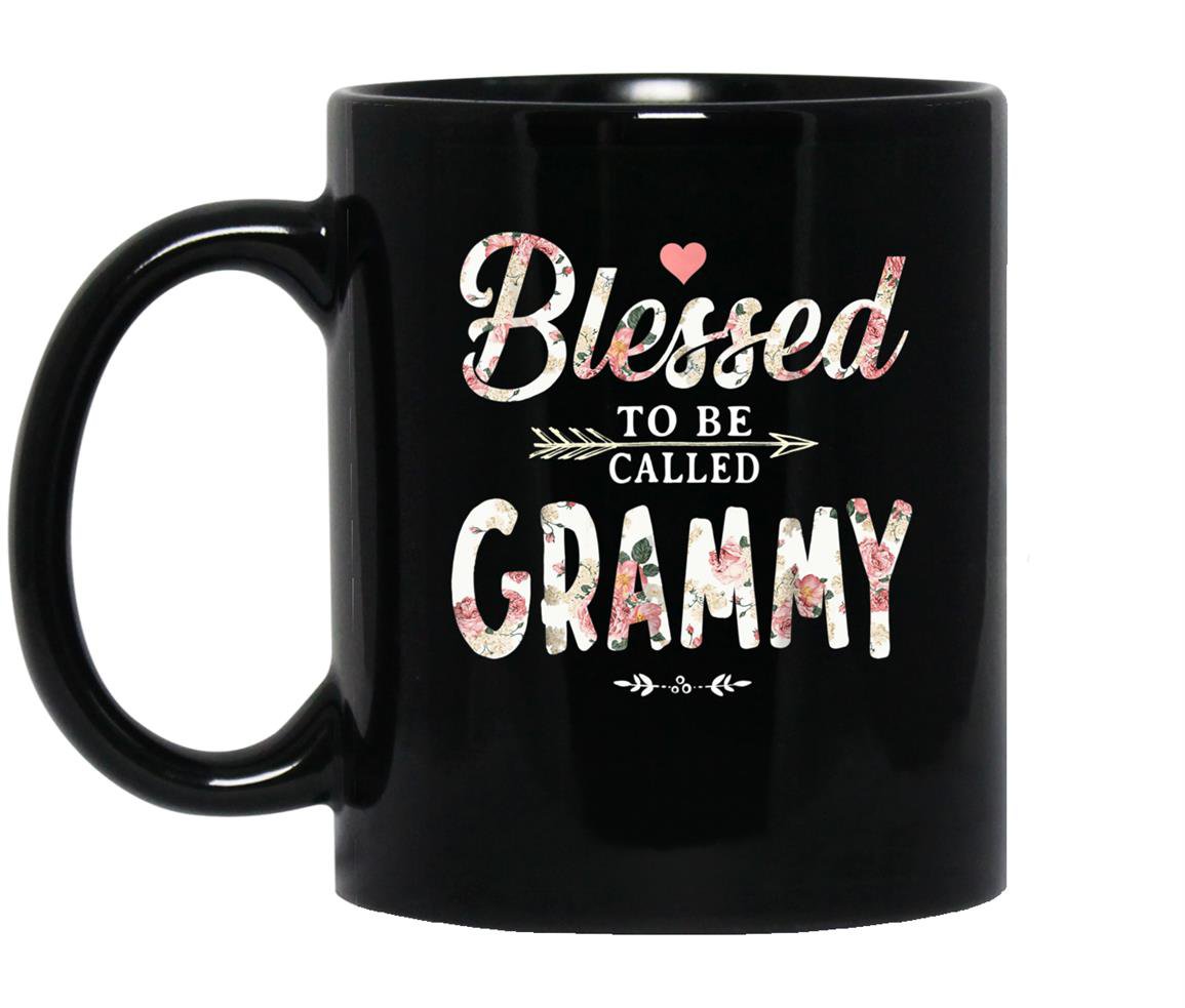 Blessed to be called grammyflower style Mug Black