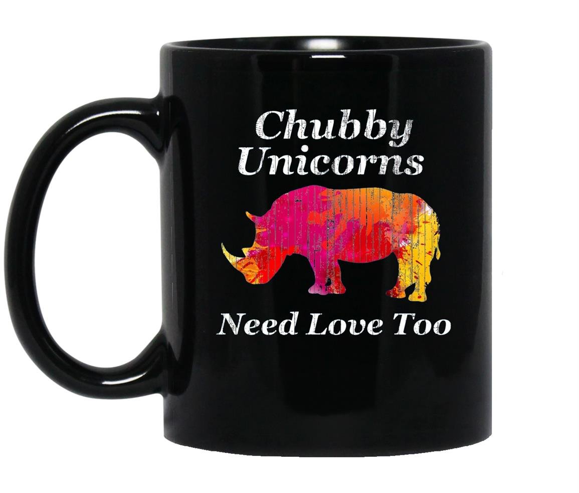 Chubby unicorns need love too watercolor distressed Mug Black