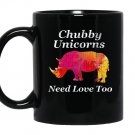 Chubby unicorns need love too watercolor distressed Mug Black