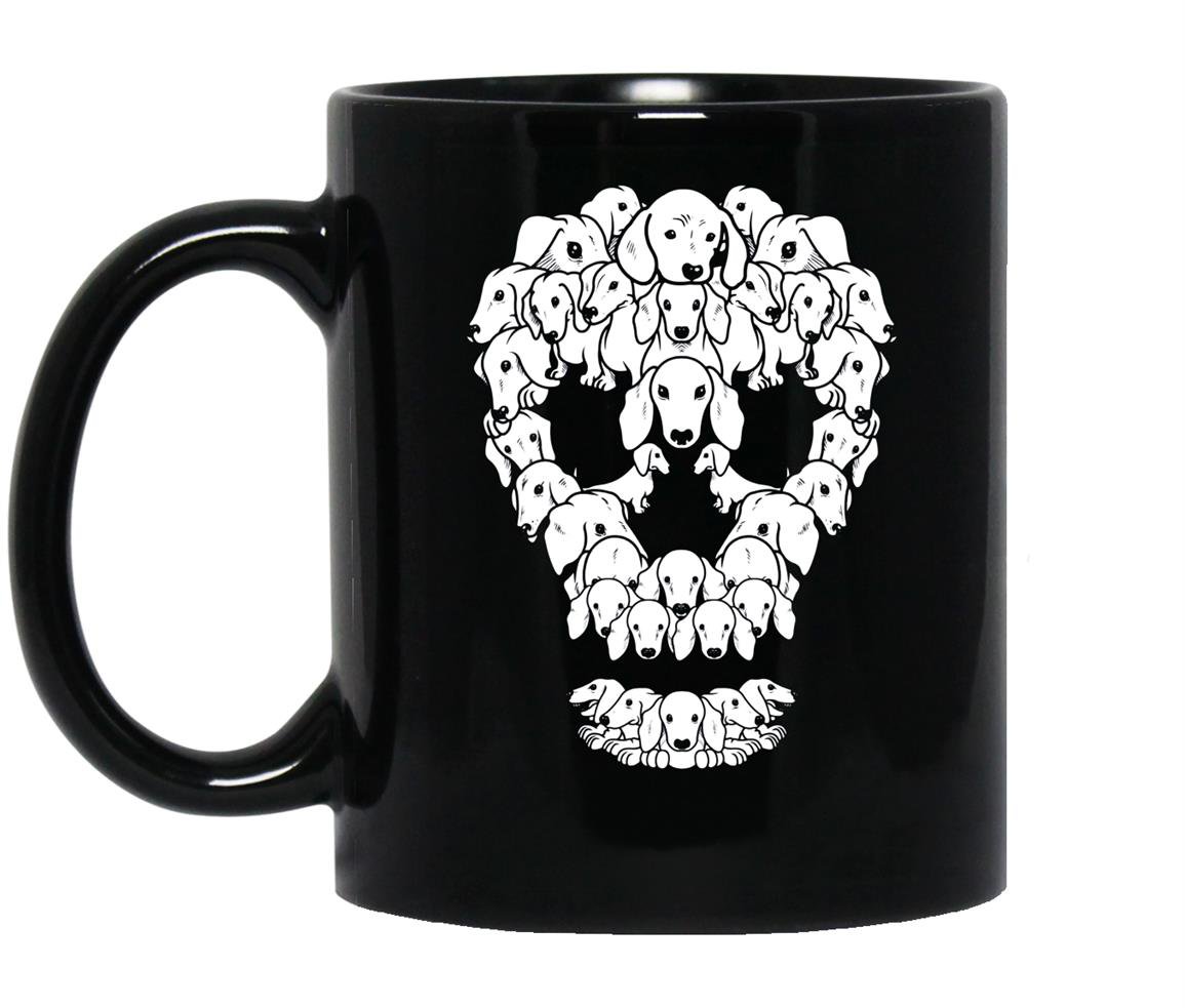 Dachshund sugar skull dia de los muertos Mug Black