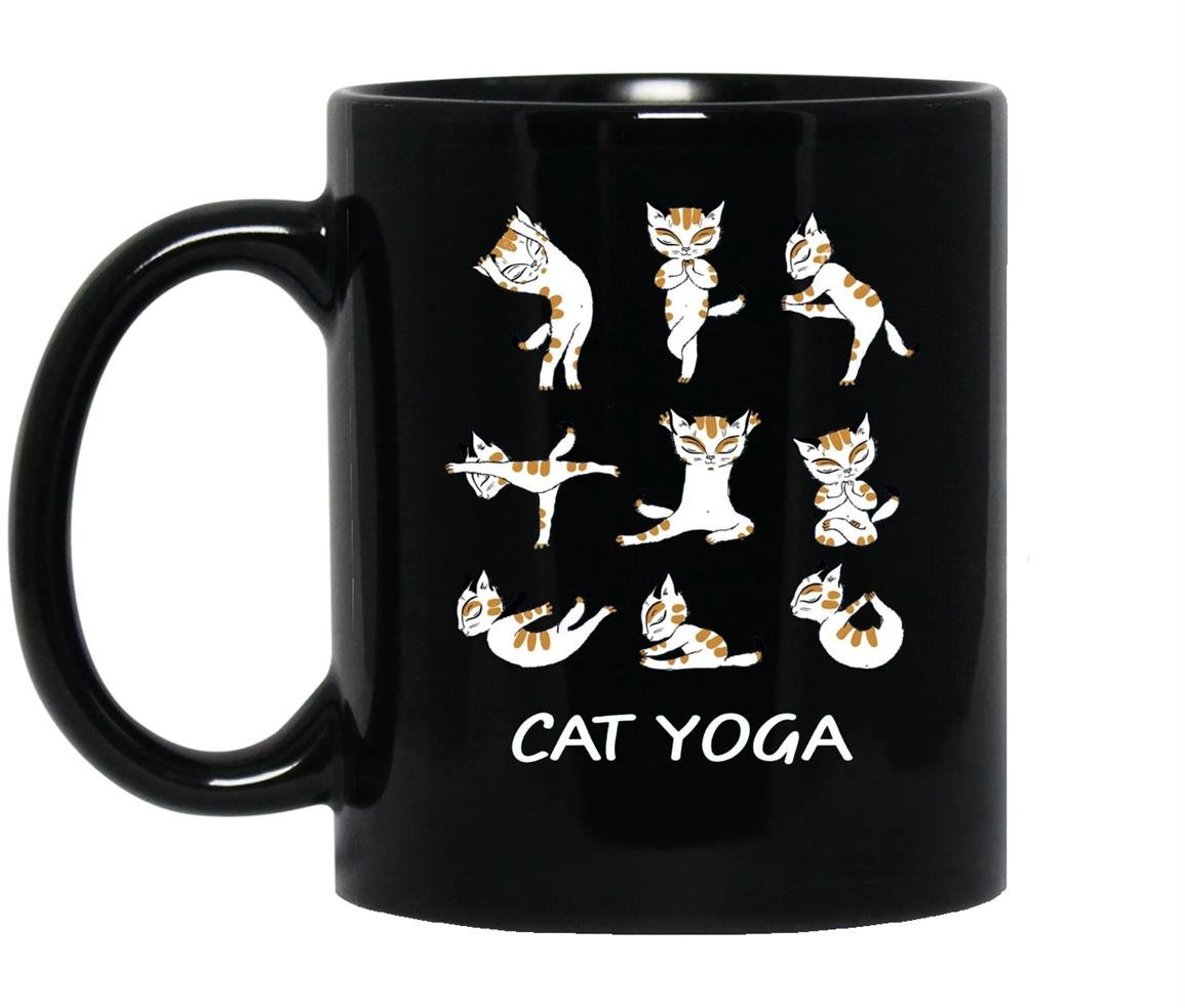 Fun cat yoga Mug Black