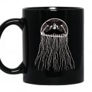Funny jellyfish with mustache and sunglasses Mug Black