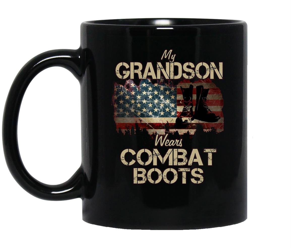 My grandson wears combat boots Mug Black