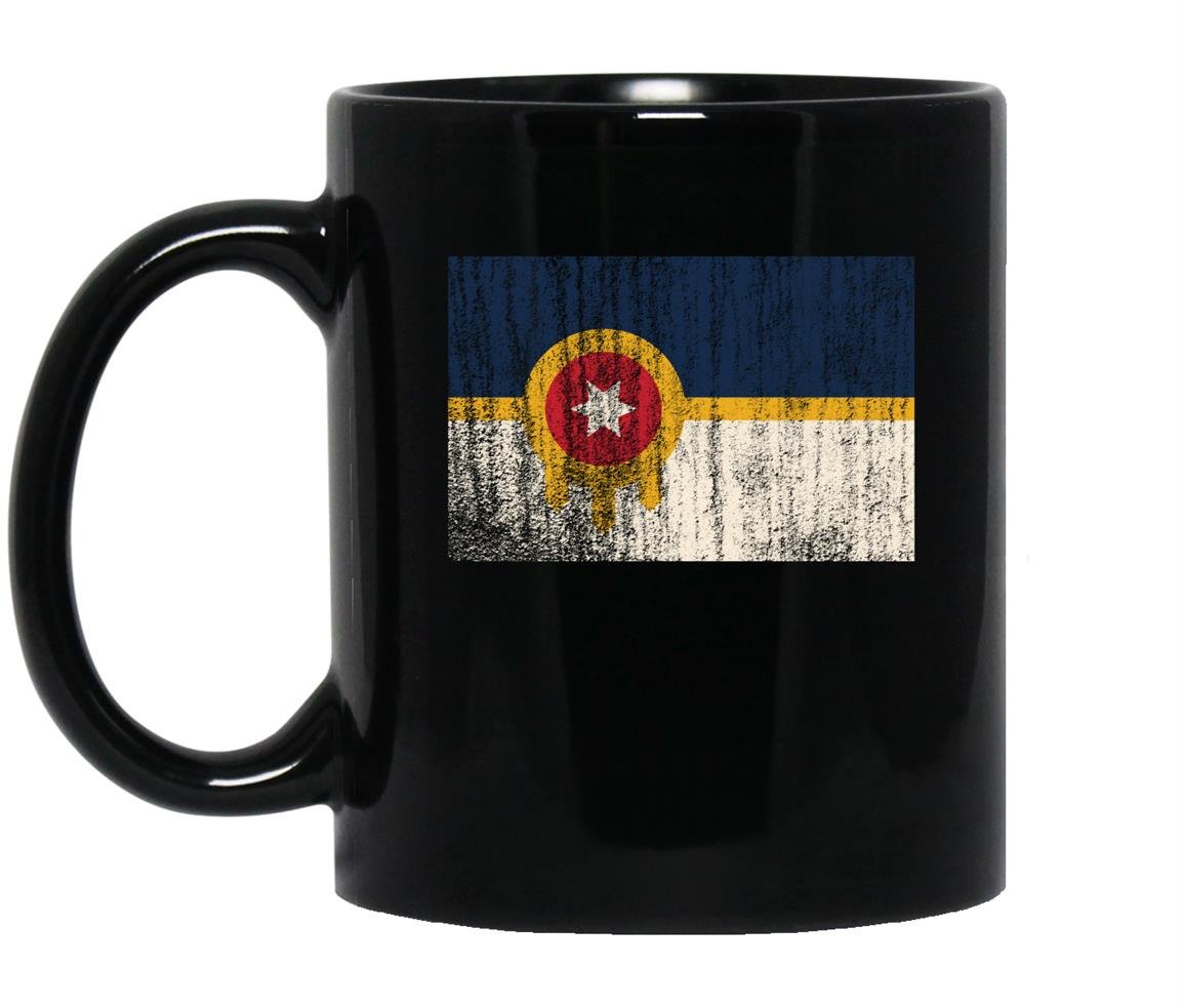 New tulsa flag vintage style distressed Mug Black