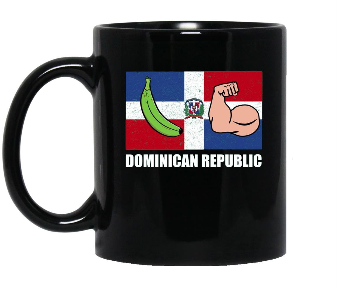 Platano dominican republic flag glass emoji face Mug Black