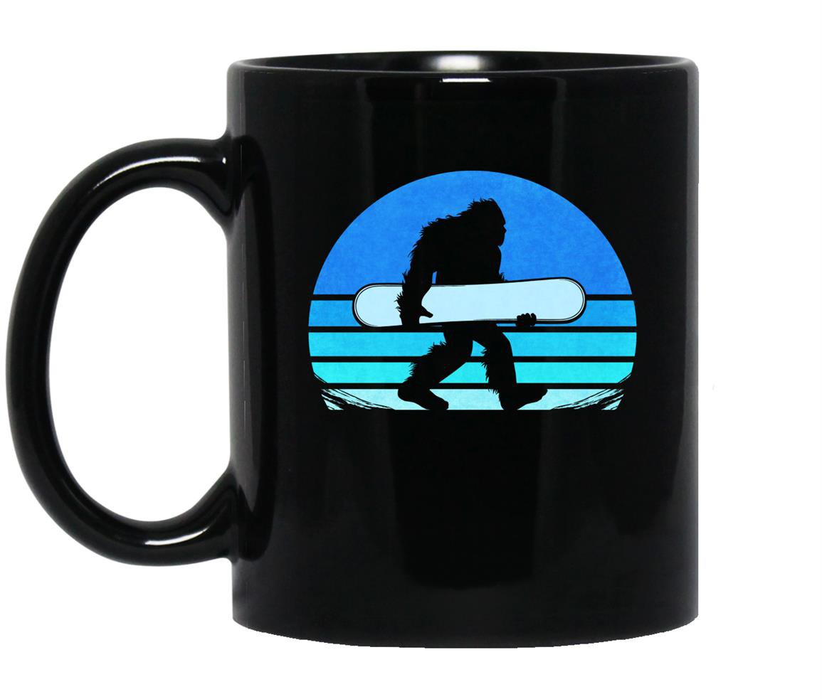 Retro snowboard yeti snowboarding Mug Black