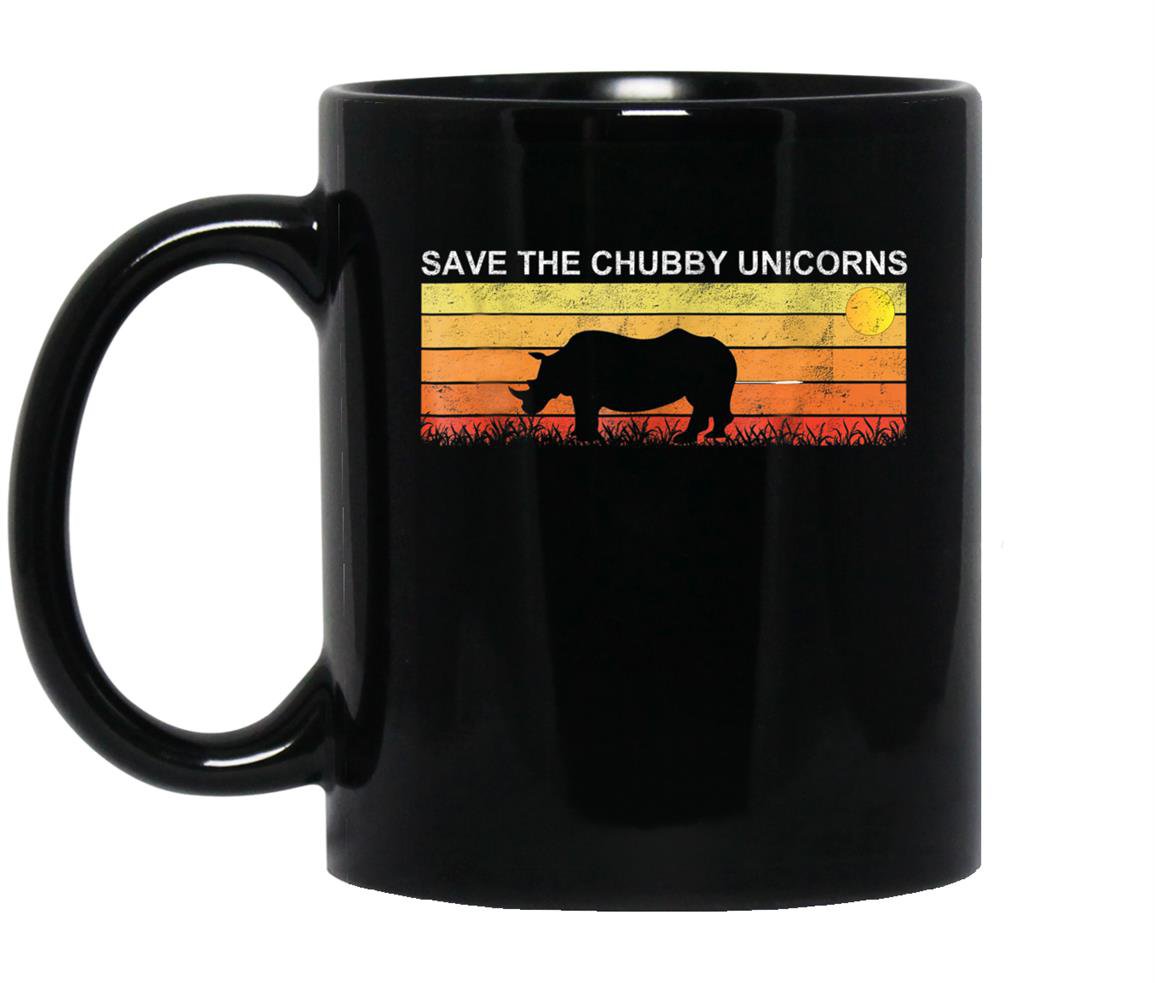 Save the chubby unicorns rhino vintage retro colors Mug Black