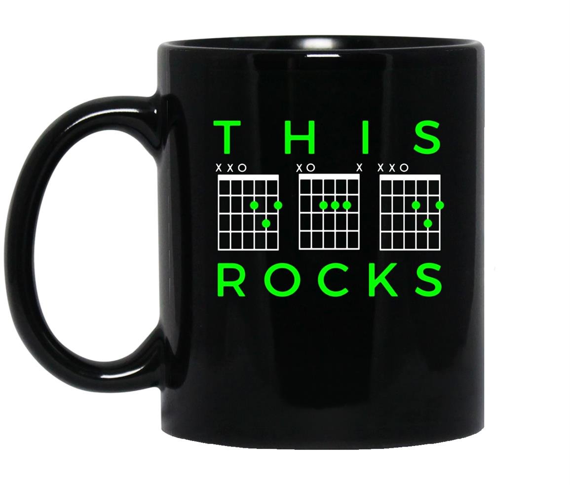 This dad rocksguitar chords fathers day bday gift Mug Black