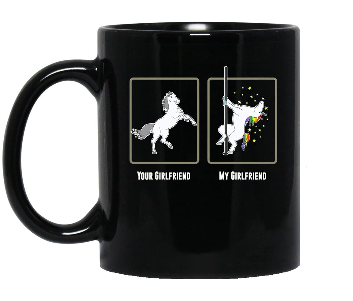 Unicorn pole dance your girlfriend my girlfriend Mug Black