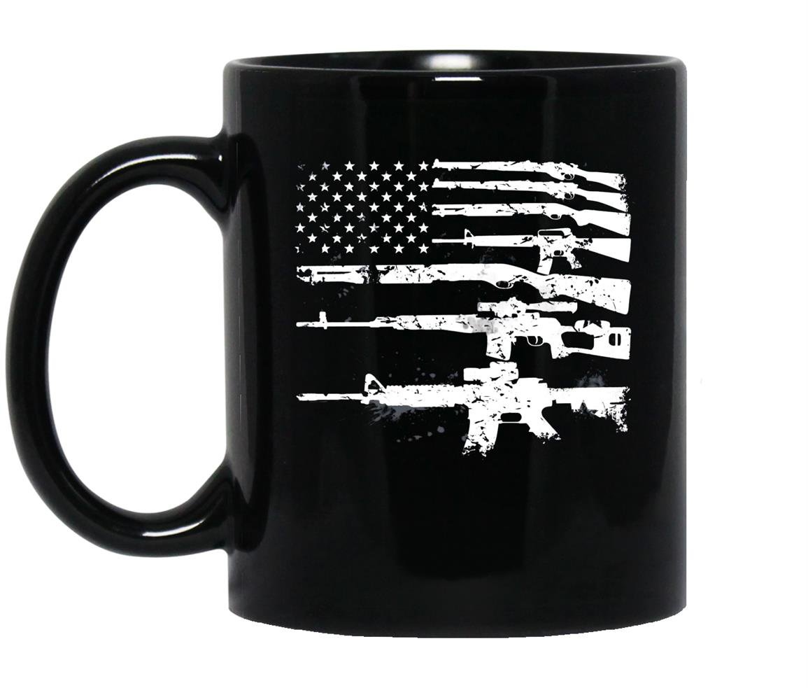 Usa guns weapons flag rifles stripes armed america Mug Black