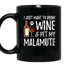 Wine and alaskan malamute for funny dog Mug Black