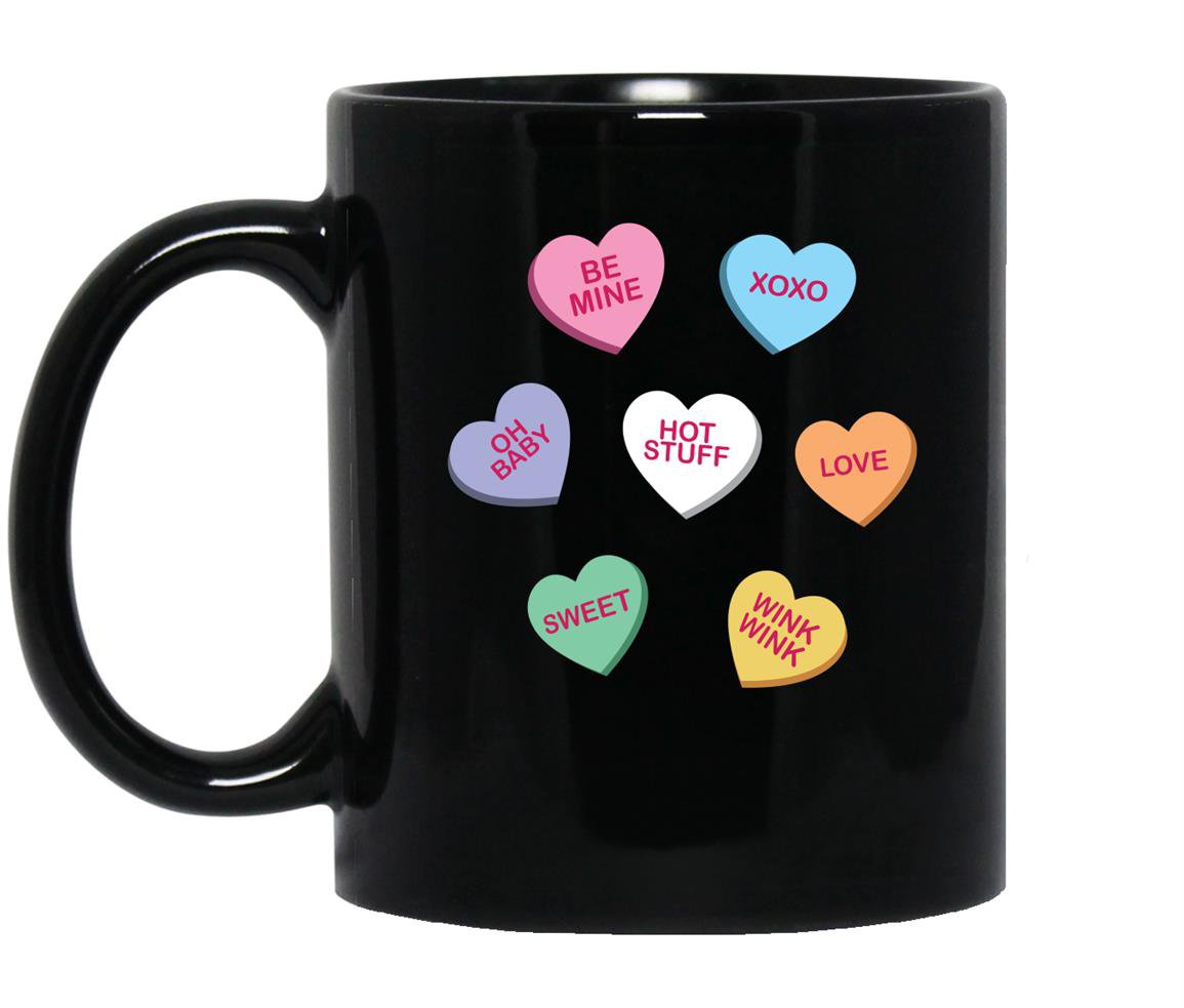 Valentines conversation hearts Mug Black
