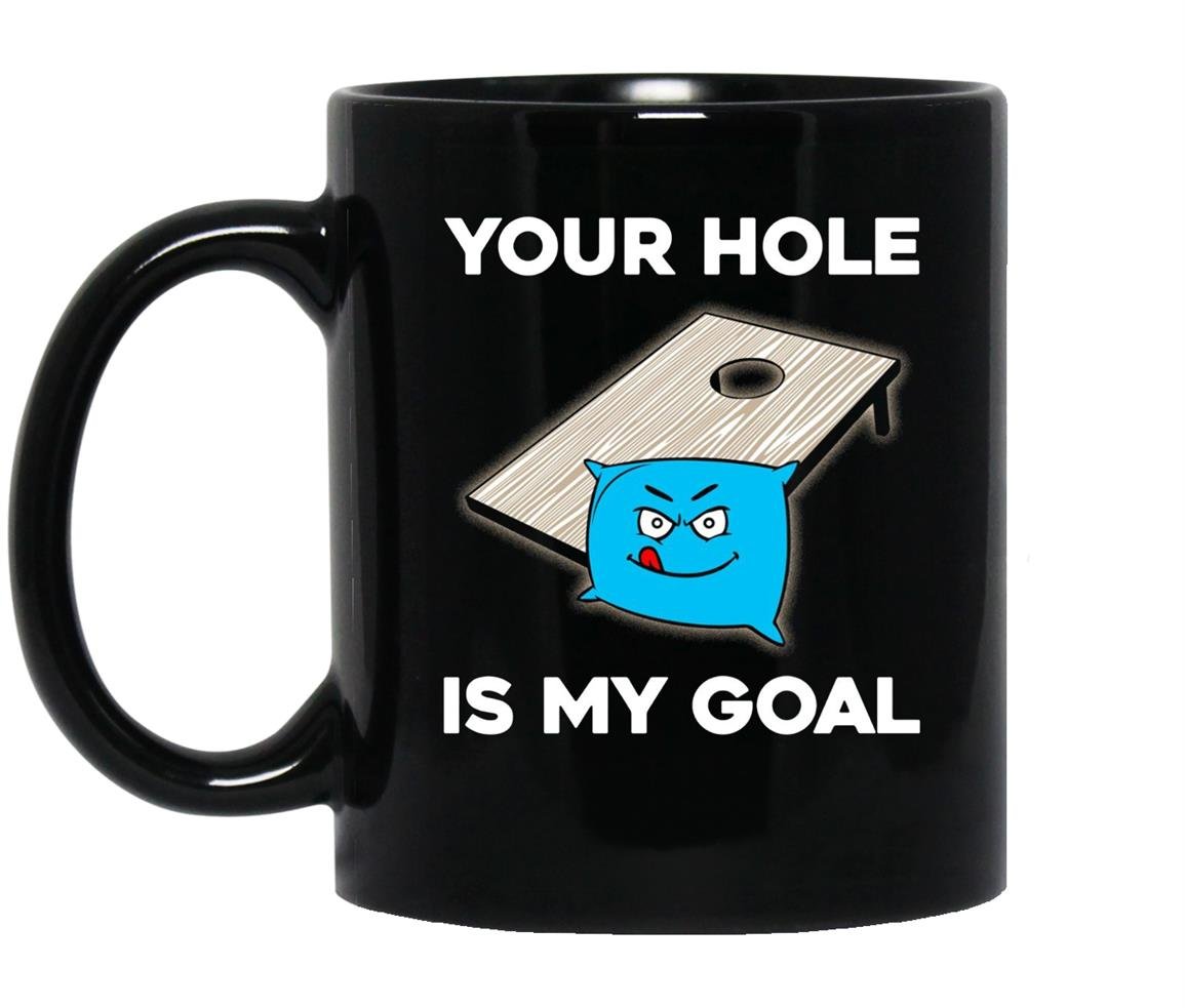 Your hole is my goal cornhole Mug Black