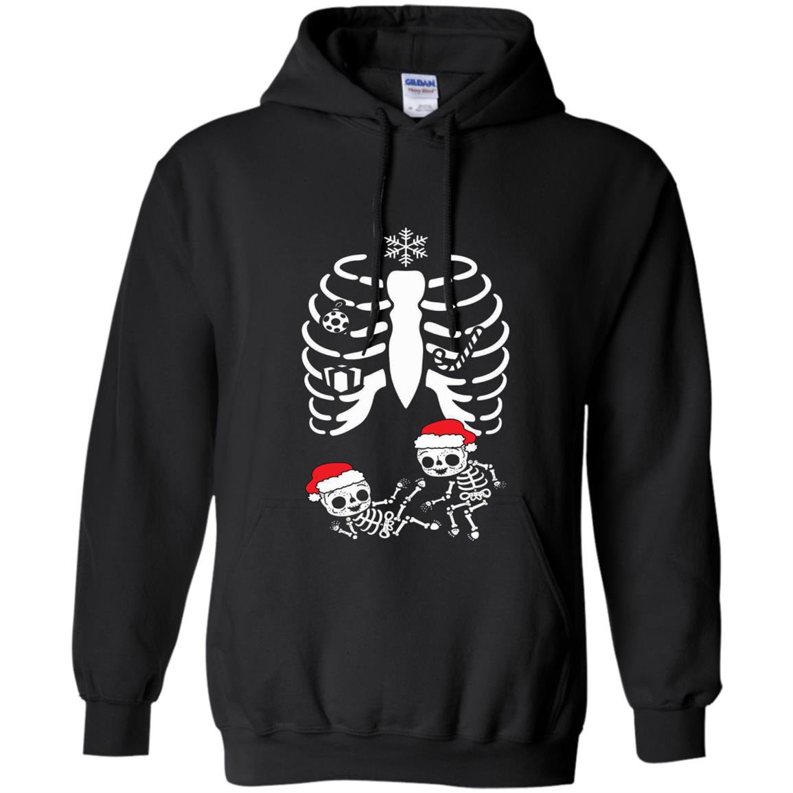Christmas maternity twins xray pregnant skeleton Hoodie