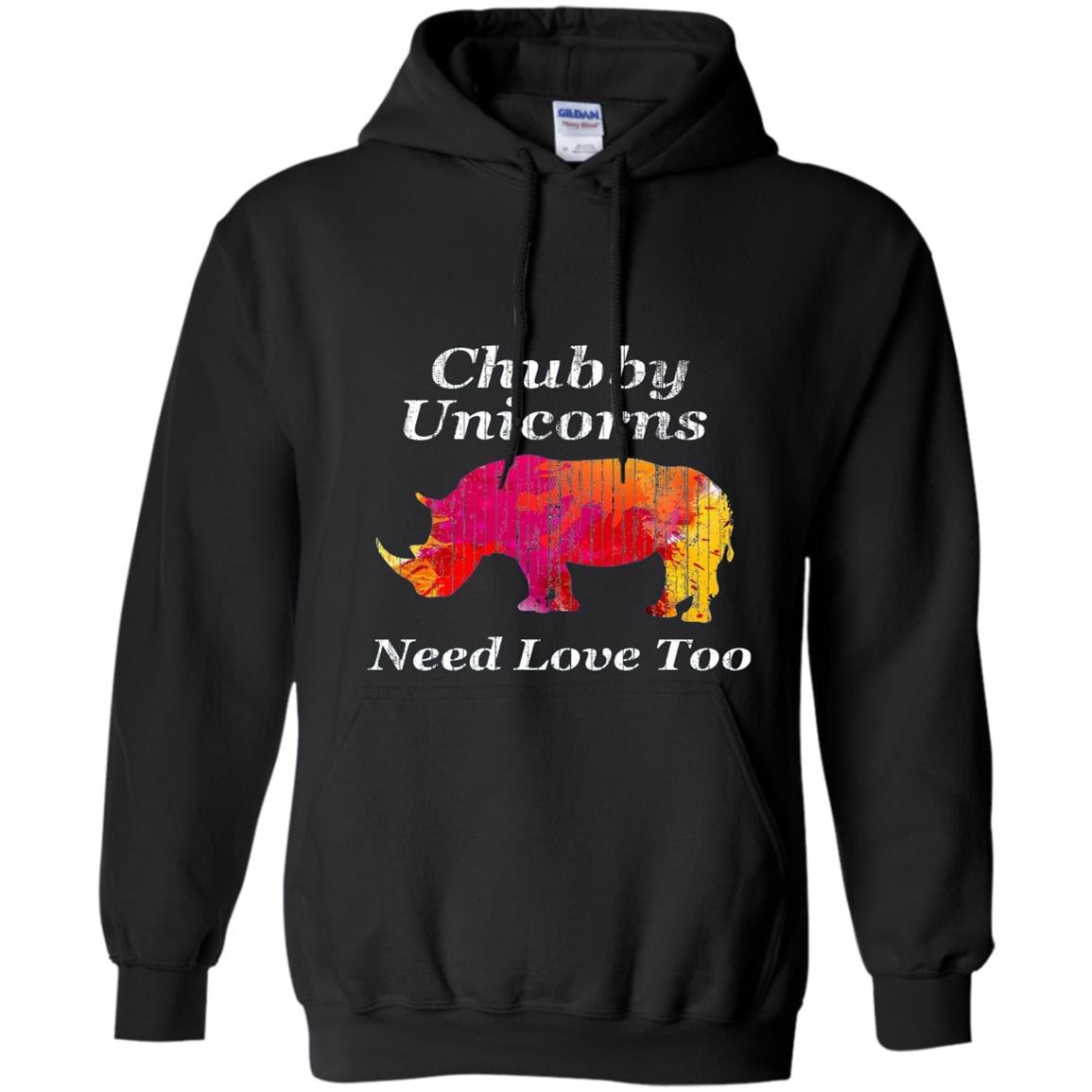 Chubby unicorns need love too watercolor distressed Hoodie