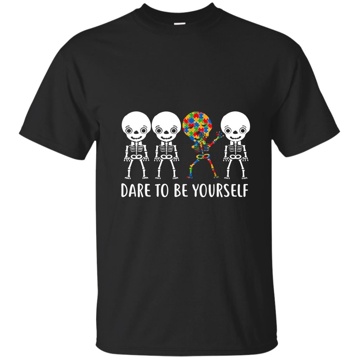 Autism skeleton kid dabbing dare to be yourself dab T-shirt